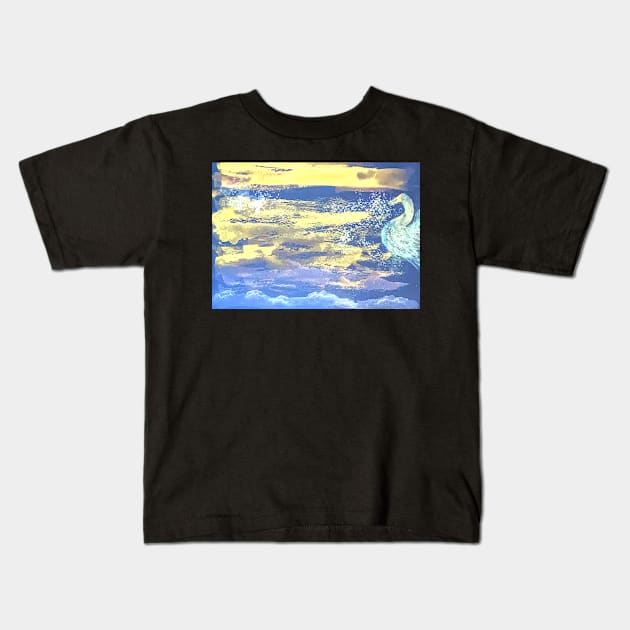 Swan Dance At Sunset Kids T-Shirt by KriyaShaktiArt